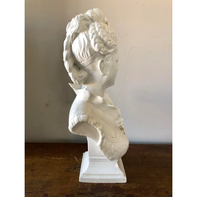 White crackle glaze Italian pottery bust of a woman.