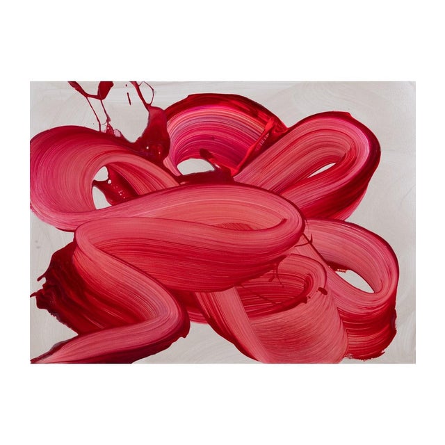 Paper Avp_1628 - Original Abstract Red Tone Contemporary Acrylic Painting on Paper by Alex Voinea For Sale - Image 7 of 8