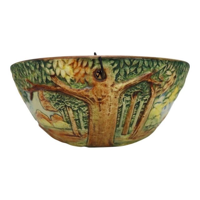 1920s Weller Arts & Crafts Forest Woodcraft Pottery Hanging Planter C1920 For Sale - Image 5 of 11
