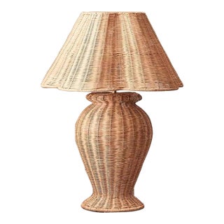 Rattan Vase-Shaped Handmade Table Lamp For Sale