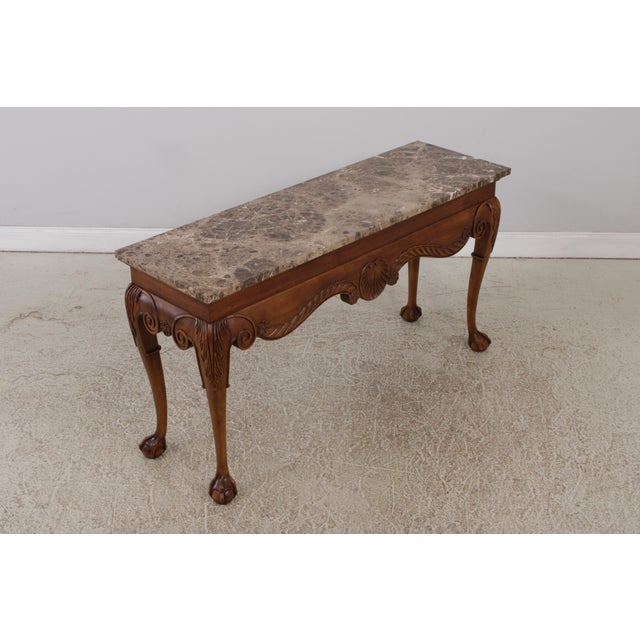 Chippendale Century Chippendale Style Marble Top Console Table For Sale - Image 3 of 13