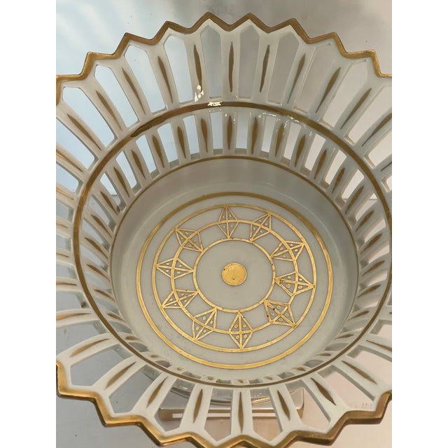 Gold Antique Old Paris France Reticulated Centrepiece Compote With Gold For Sale - Image 8 of 8