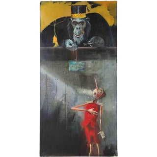 Mario Madiai, The Law is Equal for All, 1990s, Oil on Wooden Panel For Sale