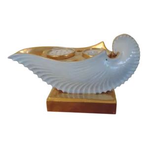 1810 - 1820 French Empire Paris Porcelain Shell Form Inkwell