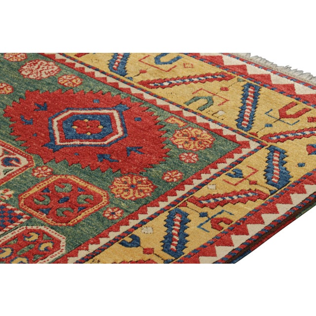 Vintage Tribal Runner in Green With Colorful Medallions | Rug & Kilim For Sale In New York - Image 6 of 8