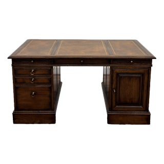 Classic English Chesterfield Desk in Brown Leather from RAC For Sale