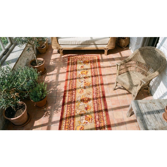 Early 20th Century 1900s Tan-Beige Floral Runner Antique Hand Knotted Indian Agra Rug 2' 5"x 13' 2" Wool Carpet For Sale - Image 5 of 7