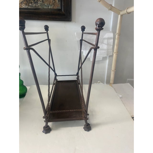 Hollywood Regency 1980s Rope and Tassel Metal Magazine Rack For Sale - Image 3 of 5