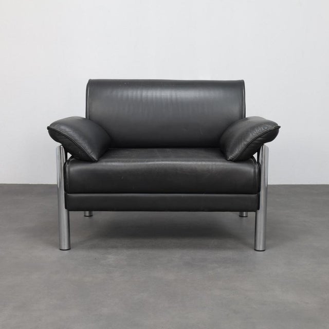 Italian Postmodern Lounge Chair in Leather and Chrome, 1980s For Sale - Image 9 of 9