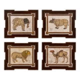 Artist-Signed Mid-Century Animal Paintings in Heavy Hand-Painted Tole Frames, Set of Four For Sale