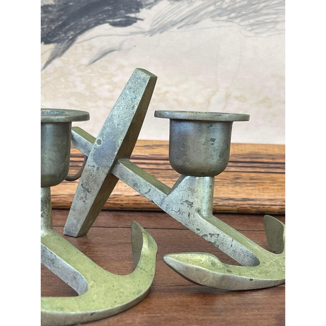 Pair of Vintage Anchor Wall Decorative Candle Holders, Nautical Maritime Decor For Sale - Image 4 of 10
