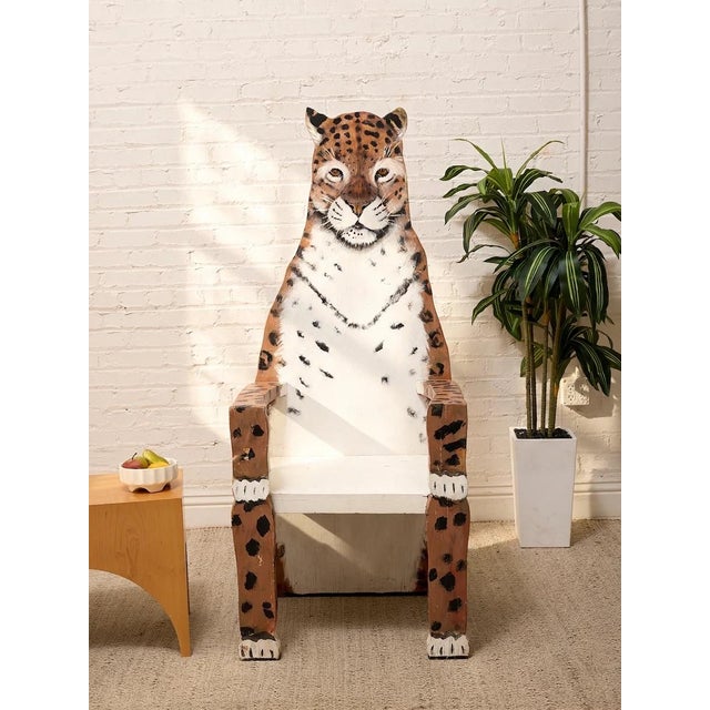 Late 20th Century Vintage Hand-Painted Leopard Figural Chair For Sale - Image 5 of 9
