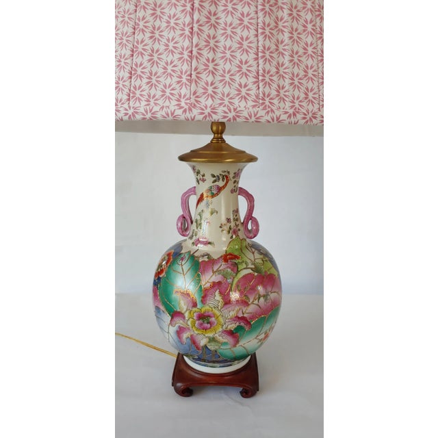 Vintage Tobacco Leaf Lamps With Pink Pleated Shades a Pair Chairish