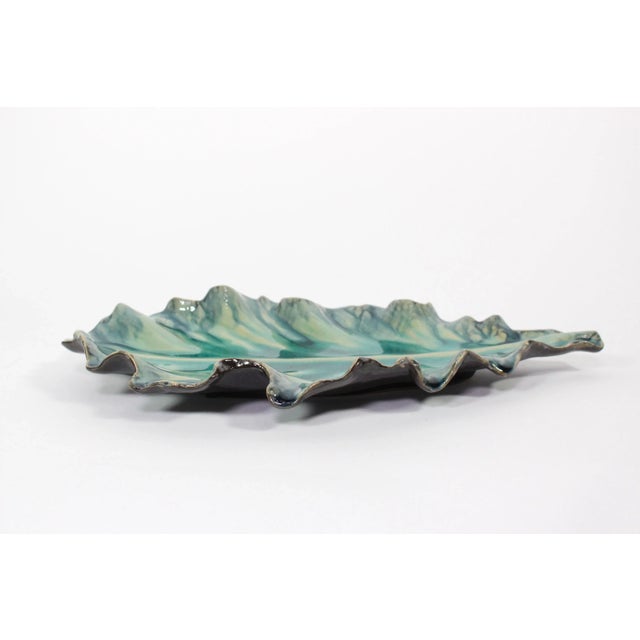 Majolica Platter in Aquamarine by Jardins en Fleur For Sale - Image 11 of 12