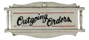 Vintage American Salvaged Diner "Outgoing Orders" Wood Sign With Elaborate Frame
