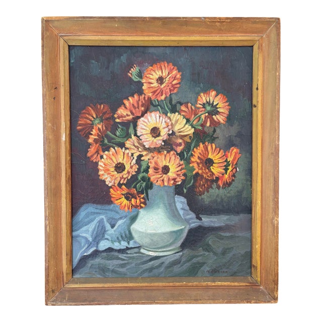 H. Berger Still Life Oil Painting on Canvas For Sale