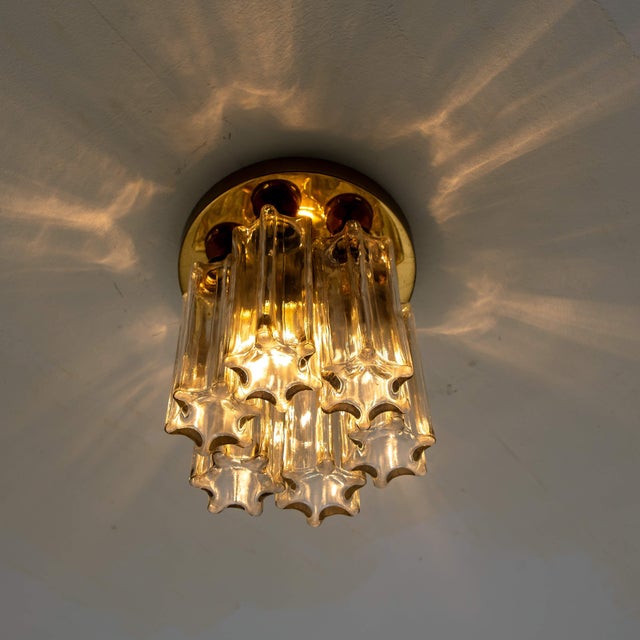 Brass and Glass Lights Ceiling Fixtures from Limburg Glashütte, 1970s, Set of 2 For Sale - Image 4 of 17