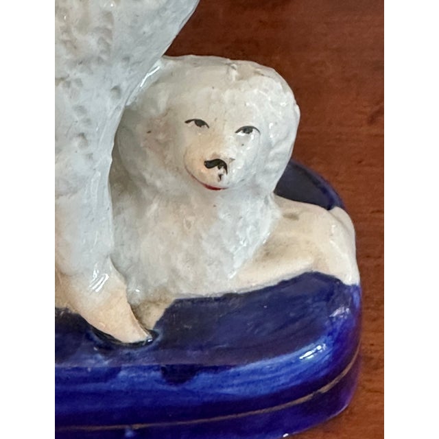 Mid 19th Century Antique Staffordshire Poodle With Puppies Dog Figurine With Pups For Sale - Image 5 of 9