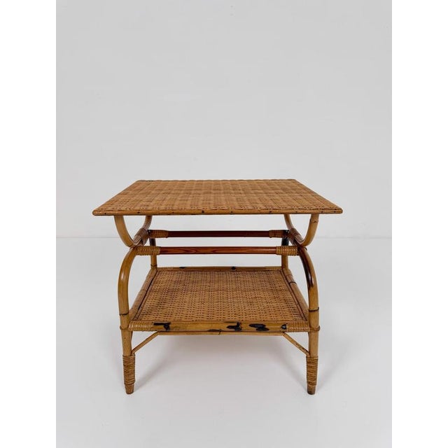 Mid-Century Art Deco Italian Bamboo and Rattan Wicker Coffee Table For Sale - Image 9 of 18