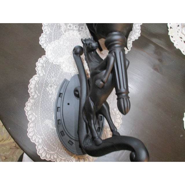 Figurative Vintage Outdoor Huge Heavy Estate Ranch Horse House Light Glass Shade Lamp 30" Tall For Sale - Image 3 of 10