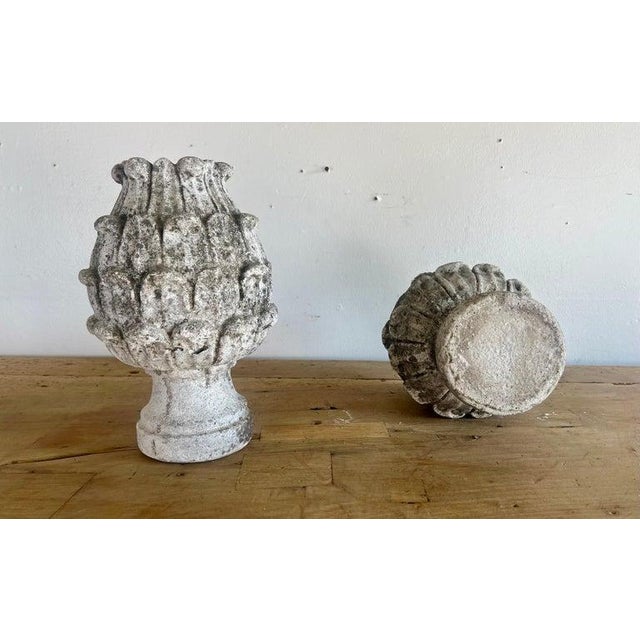Italian Pair of 19th C. Italian Stone Artichokes For Sale - Image 3 of 12