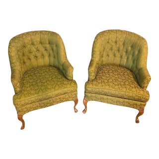 Vintage Tufted Club Chairs - a Pair For Sale