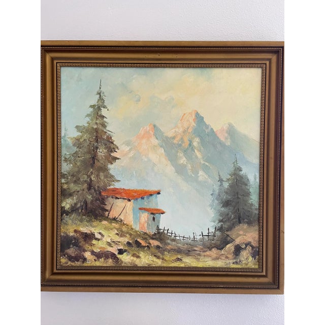 1970s 1970s Impressionist Mountain Landscape Oil Painting, Framed For Sale - Image 5 of 7