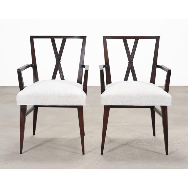 Set of Eight Tommi Parzinger X-Back Mahogany Dining Chairs For Sale - Image 12 of 18
