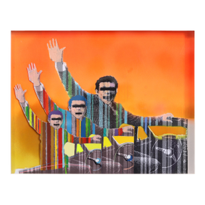 Ciao Mamma 2 - Original Abstract Figurative Color Drenched Mixed Media Artwork by Fabio Coruzzi