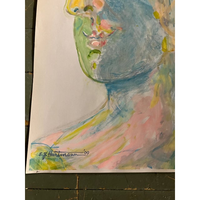 Contemporary Original E.J.Hartmann Abstract Modernist Portrait Painting For Sale - Image 4 of 5