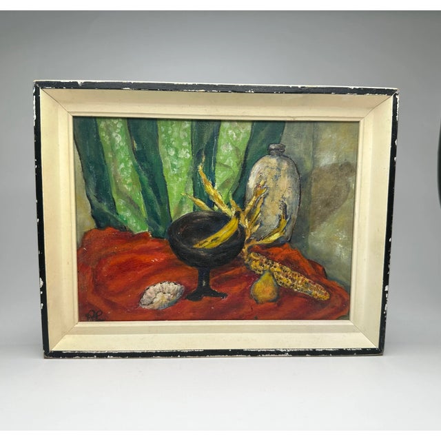 Mid-Century Modern Mid Century Modern Still Life Framed Original Oil Painting For Sale - Image 3 of 12