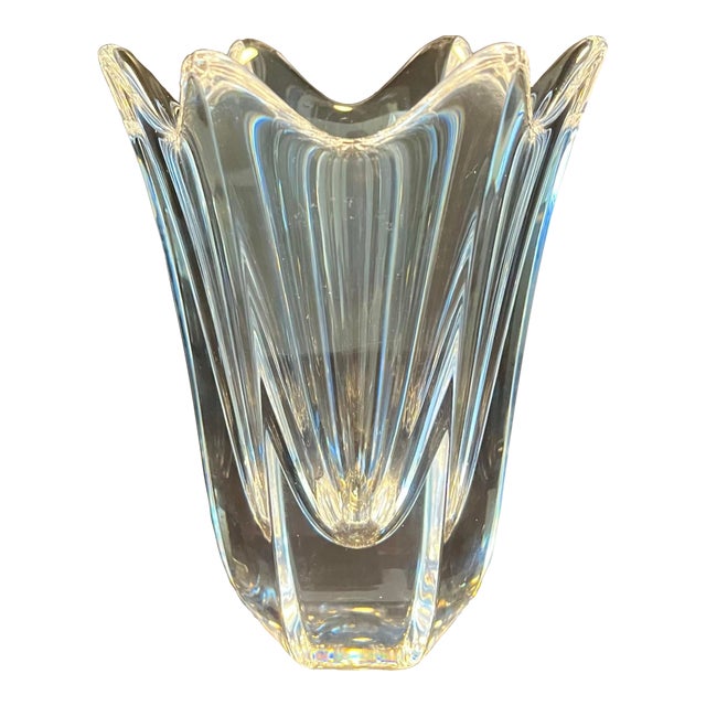 Late 20th Century Orrefors Sweden Tulip Lead Crystal Vase For Sale