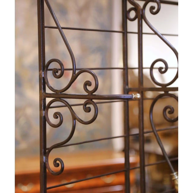 Early 20th C. French Wrought Iron and Brass Baker’s Rack With Glass Shelves For Sale - Image 10 of 13
