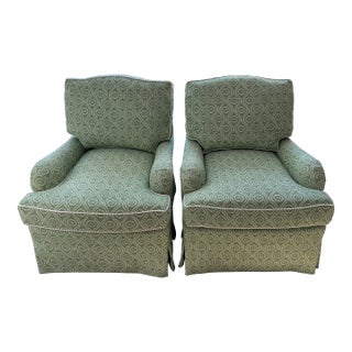 Pair of O.Henry House Hanover Club Chairs Cover in Raoul Textiles Coverlet Caper For Sale