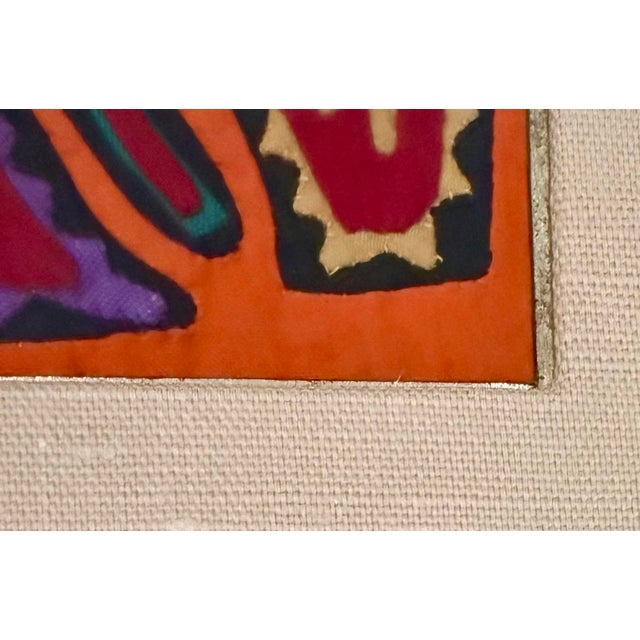 Vintage Framed Panamanian Folk Art Guna Kuna Hand-Stitched Mola Textile For Sale - Image 4 of 8