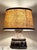 1970s Vintage Pan Table Lamp with Fat Lava Brown Ceramic Base and Beige Fabric Shade, 1970s For Sale - Image 5 of 9