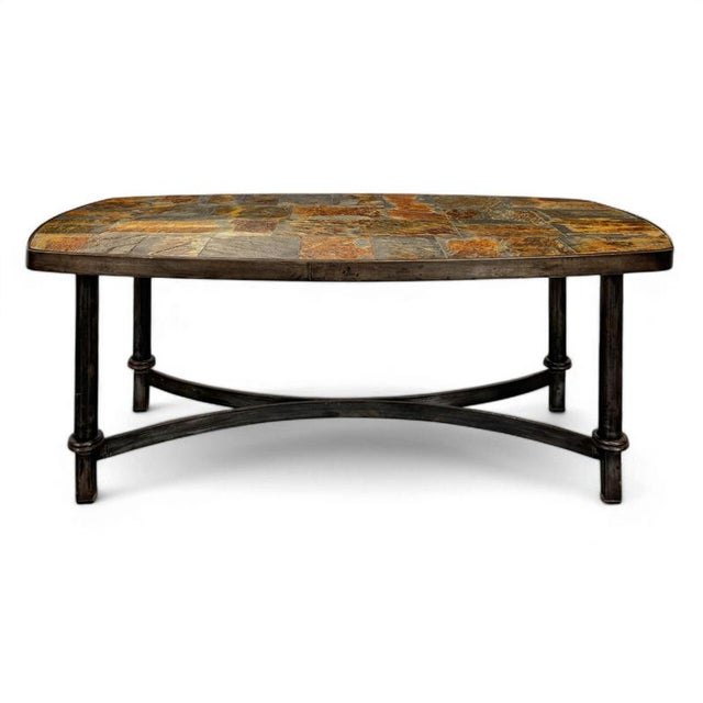 Brown Wrought Iron Coffee Table and Slate Top For Sale - Image 8 of 8