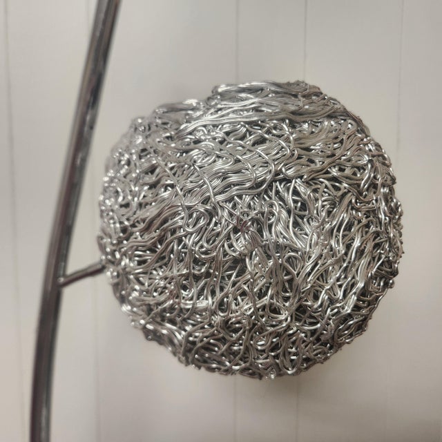 Metal 1960s Mid Century Modern Tall Silver Spaghetti Lamp For Sale - Image 7 of 13