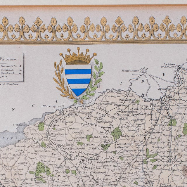 Antique Cheshire County Map, English, Atlas Reproduction, Moule, Victorian, 1900 For Sale - Image 9 of 12