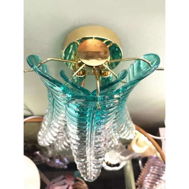 Mid-Century Modern Greeen Felci Murano Glass Wall Sconces by Simoeng, Set of 2 For Sale - Image 3 of 6