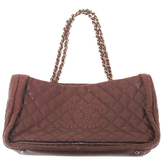 2012 CHANEL ISTANBUL SOFT CAVIAR TOTE BURGUNDY LEATHER HANDBAG For Sale - Image 9 of 11