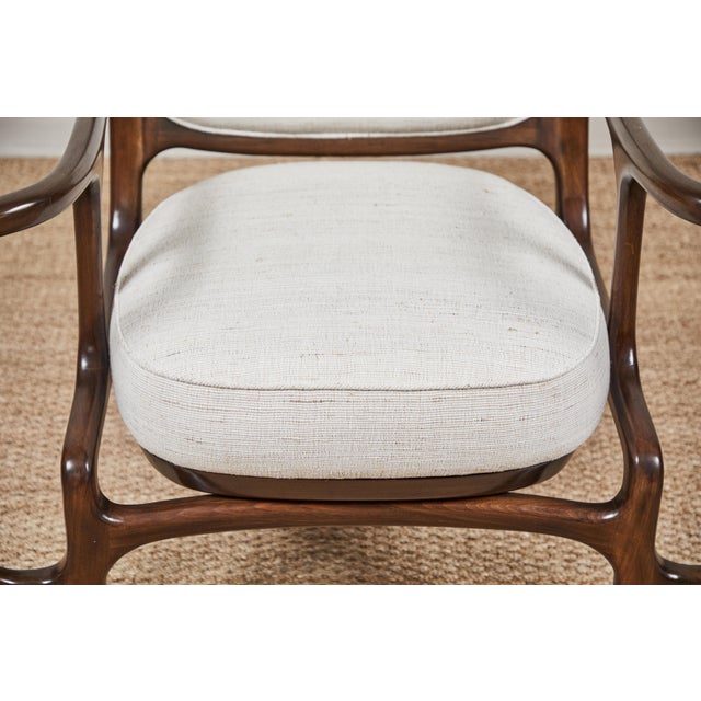 Mid Century Wood and Fabric Chair Chairish