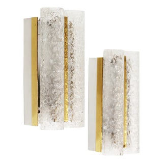 Wall Lamps in Brass and Glass by Doria Leuchten, 1970s, Set of 2 For Sale