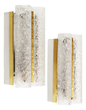 Wall Lamps in Brass and Glass by Doria Leuchten, 1970s, Set of 2