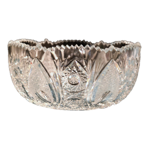 Vintage Brilliant Cut Crystal Glass Bergen Style Bowl Art Deco Saw Tooth, Germany