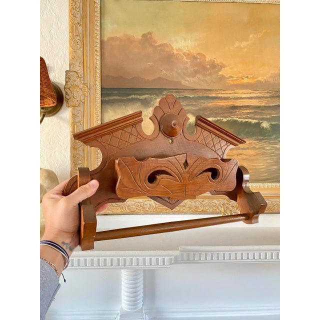 Antique Late 19th Century Eastlake Wall Pocket / Towel Holder For Sale - Image 4 of 5