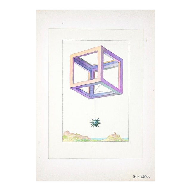 Leo Guida - Geometrical Game - Original Ink and Watercolor on Paper - 1950s For Sale