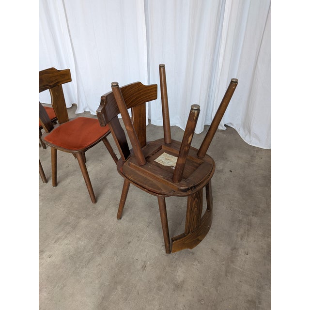 Vintage Tyrolean Dining Chairs with Red Fabric Seats, 1970s, Set of 4 For Sale - Image 11 of 18