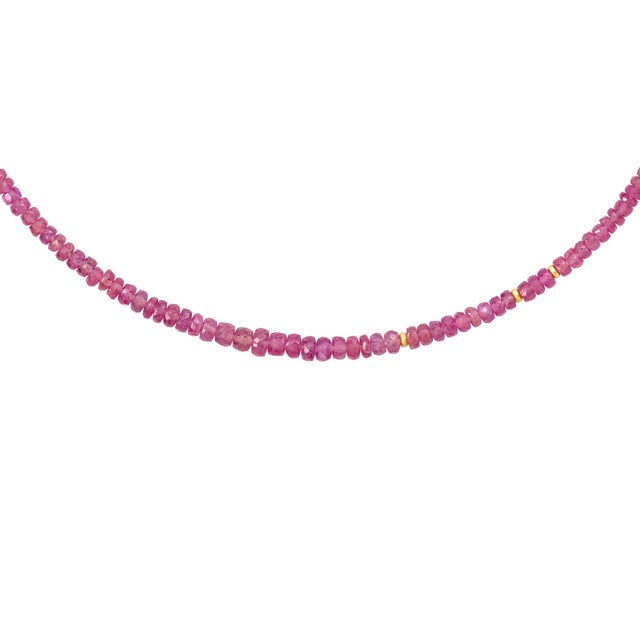 Modern Pink Sapphire Necklace 14k Gold For Sale - Image 3 of 5