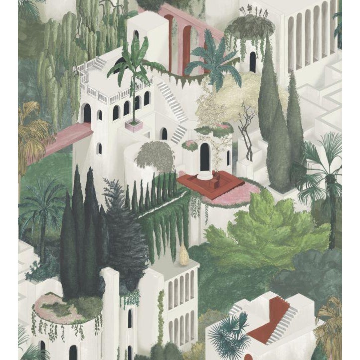 Toledo Wallpaper in Green - Sample | Chairish